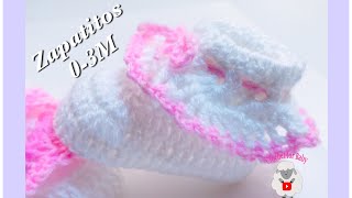 Como tejer Zapatitos  escarpines  patucos para niñas o bebé 03M fácil de hacer 184 [upl. by Enilecram]