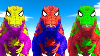 All Spiderman TRex vs SuperHero Dinosaurs Battle in Jurassic World Dinosaur Pro 8 SuperHero Team [upl. by Hardman]