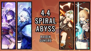 Raiden Sunfire  Spiral Abyss 44 Floor 12 Chamber 3 First Half [upl. by Annahsat]