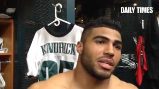 Eagles LB Mychal Kendricks talks about his looming showdown with Raiders QB Terrelle Pryor Sunday at [upl. by Ardnaet]