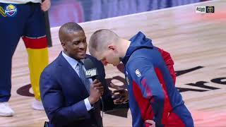 Nikola Jokic talks after he gets 27 Pts tripledouble lead Nuggets beat Pelicans 125113 [upl. by Nner]