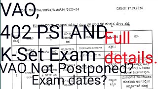 Vao exam date 2024 402 PSI exam date 2024KSet Exam [upl. by Hgielrebmik]