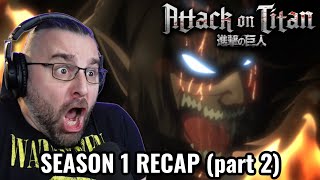 ATTACK ON TITAN SEASON 1 REACTION RECAP Part 2 Shingeki No Kyojin [upl. by Nilloc]