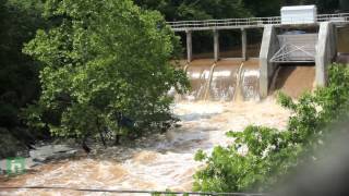 Water flowing through Lake Jackson Dam in Lake Jackson Virginia following heavy rain [upl. by Aihselat]