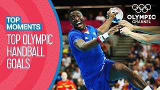 Incredible mens Handball Goals of the Olympics Games  Top Moments [upl. by Sibell]