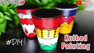 kulhad painting⚱️  diy  recycling  earthen pot painting  easy mandala art  acrylic paint 🎨🖌 [upl. by Jilli139]