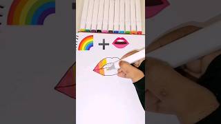 🌈➕👄 satisfying art lipstick with rainbow drawing viralvideo art ytshorts youtubeshorts [upl. by Nedyaj]