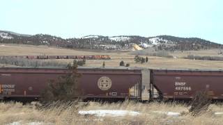 BNSFMontana Rail Link grain train tackles Mullan Pass [upl. by Hanae415]