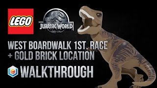 LEGO Jurassic World West Boardwalk First Race Walkthrough Gold Brick Location [upl. by Fraase]