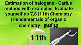 Estimation of halogens  Carius method 11th Chemistry  Fundamentals of organic chemistry  தமிழ் [upl. by Llennej]