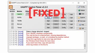 XAMPP Error MySQL shutdown unexpectedly [upl. by Esilahc]