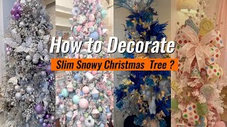 NEW 2024 Christmas Decor  How to decorate slim Flocked Christmas tree  CHRISTMAS 2024 [upl. by Htebasil280]