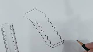 How To Draw Simple 3D Stairs Step By Step  Easy Stairs Drawing For Beginners [upl. by Yragerg]