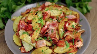 Bratkartoffeln mit Speck und Zwiebeln Einfaches und schnelles Abendessen [upl. by Sandy]