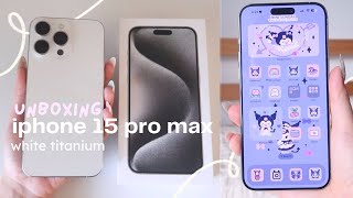 iphone 15 pro max white titanium 512 gb unboxing ☁️ iOS 17 camera test amp more [upl. by Enayd]