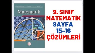 9 Sınıf MEB Matematik Kitabı Sayfa 15 Ve 16 Uygulama Soru Çözümleri [upl. by Liag792]