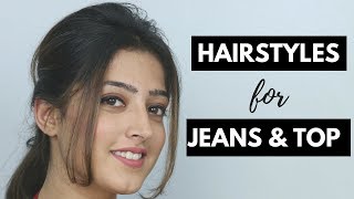 2 Easy Hairstyles for Jeans and Top Hindi [upl. by Chute]