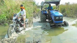 My Sonalika 60 Rx Tractor and Bajaj CT 100 Bike stuck in Mud at Same Place [upl. by Dorreg]