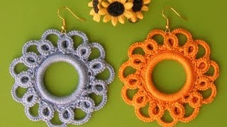 13 TUTORIAL ORECCHINI UNCINETTO CHIACCHIERINO AD AGO ANKARS NEEDLE TATTING CROCHET Frivolitè [upl. by Einegue]