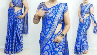 Stylish silk saree draping perfectly  How to wear silk saree with perfect pleats  Easy Method [upl. by Cheri231]