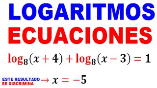 Ecuaciones con Logaritmos suma de logaritmos Ejemplo 1 [upl. by Ree]