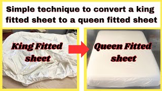 How to convert a king fitted sheet to a queen fitted sheet [upl. by Airretal429]