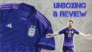 Argentina 2022 World Cup away jersey Unboxing amp Review [upl. by Ralat]