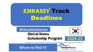 Deadline for Embassy Track GKS Scholarships 2025 Undergraduate korea scholarships gksscholarship [upl. by Yracaz86]