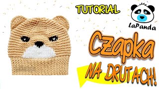 CZAPKA Z USZKAMI NA DRUTACH DLA NIEMOWLAKA 7 Jak zrobić  LaPanda KNITTED BABY HAT with EARS [upl. by Aiekahs]