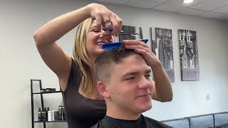 Men’s High and Tight 1 Taper Fade  Haircut Tutorial  Lady Barber Ashlee [upl. by Ysnap]