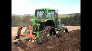 Mascor Soucy Track John Deere Tractor 6930 Matching Plough to Tractor [upl. by Obla]