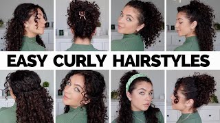 5 EASY CURLY HAIRSTYLES  for work and school [upl. by Riha795]