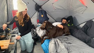 Winter Ice Camping With My GF in Extreme Winds 50 MPH [upl. by Nohshan]