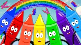 rainbow crayons color song  nursery rhyme  preschool [upl. by Cooe]