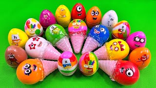 Picking Numberblocks in Rainbow EGGS Ice Cream with Rainbows SLIME Colorful Satisfying ASMR Videos [upl. by Attecnoc]