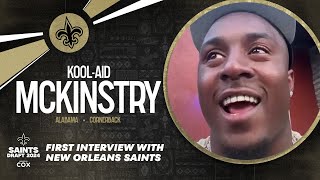 2024 NFL Draft KoolAid McKinstrys first interview with New Orleans Saints [upl. by Derwood]