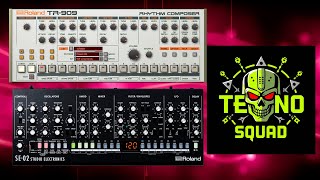 Roland Techno Squad TR 909 vs SE 02 Minimoog clone [upl. by Chaworth]