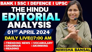 Editorial Analysis  1st April 2024  Vocab Grammar Reading Skimming  Nimisha Bansal [upl. by Jim]