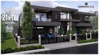 House Design  Modern House Design  21x18m 2 Storey  5 Bedrooms [upl. by Yenduhc586]