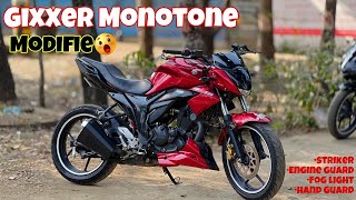 Gixxer Monotone full bike modified  Engine Guard installed in gixxer monotone  The JD [upl. by Drawe]