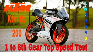 Ktm Rc 200 1 to 6th Gear Top Speed Test [upl. by Eckel]