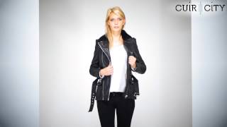 Veste Cuir Redskins Femme Noire  Marlen Rivoli Black En Video [upl. by Asetal]