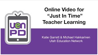 Online Video for quotJust in Timequot Teacher Learning [upl. by Torrey513]