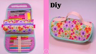 DIY – CÓMO HACER UNA CARTUCHERA ESCOLAR PLEGABLE  neceser plegable  neceser desmontable [upl. by Melantha651]