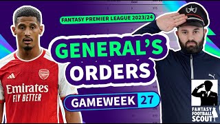 🫡FPL TEAM SELECTION GW27  FPL General  Fantasy Premier League Tips 202324 [upl. by Lepley236]