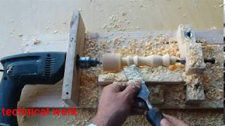 How to Make a Simple Drill Powered Lathe machine at Home  DIY 2020 [upl. by Landis]