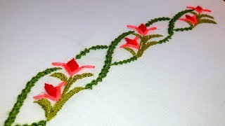 Hand Embroidery  border design for dresses and sari  border line  71 [upl. by Ahseiym]