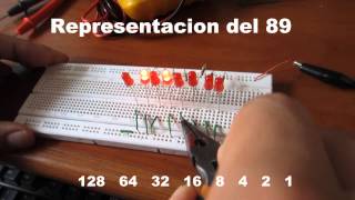 Codigo binario implementado en protoboard [upl. by Anawt]