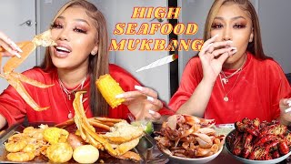 HIGH ASF SEAFOOD MUKBANG CRAB LEGS SHRIMP  MORE hilarious [upl. by Nowd281]