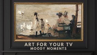 Framed TV Art Screensaver 4K  Vintage Swans in Central Park New York Wallpaper Background No Sound [upl. by Eiggam]